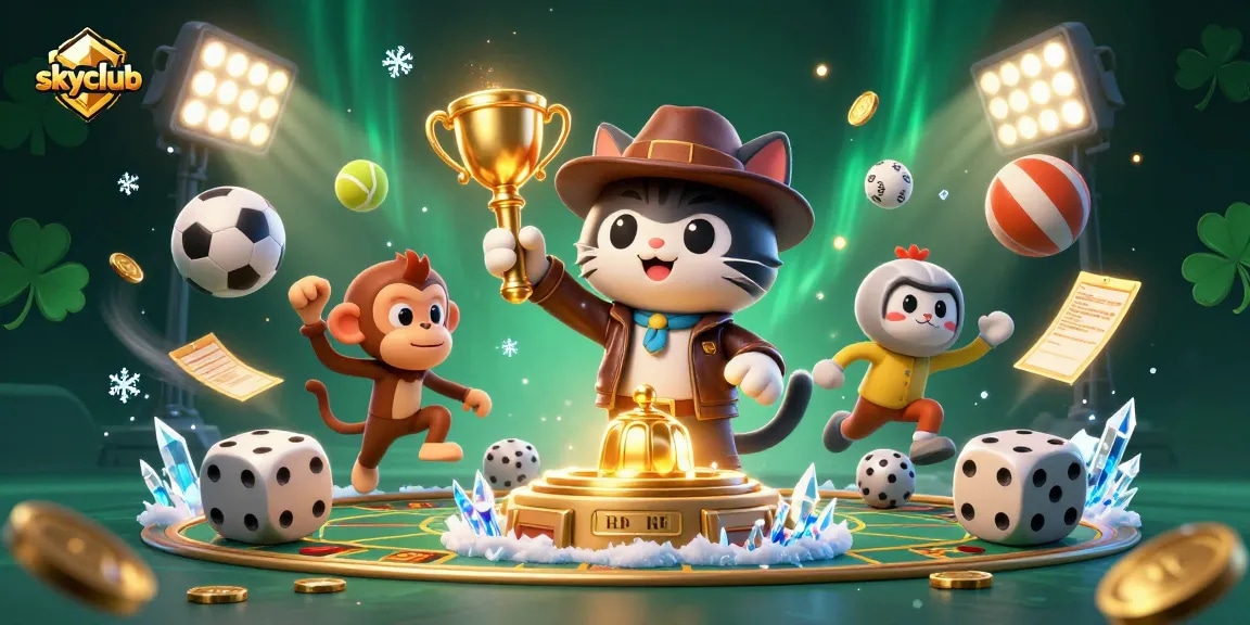 Experience exciting gameplay in skyclub as the archaeologist cat uncovers treasures with dynamic animations.