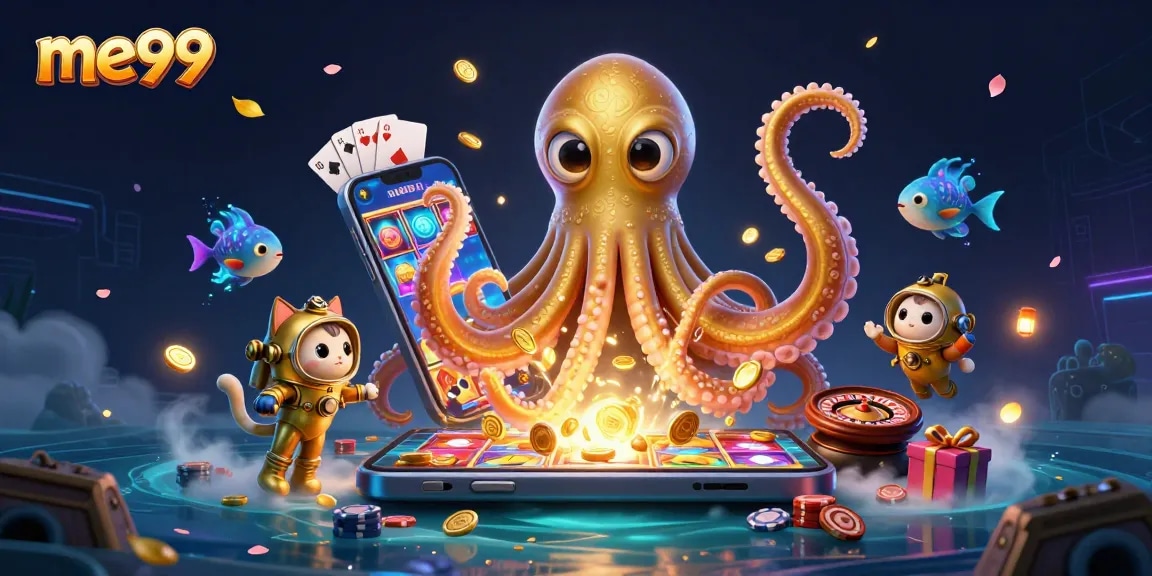 Experience the thrill with me99's immersive online gaming, featuring dynamic slot games and vibrant casino elements.