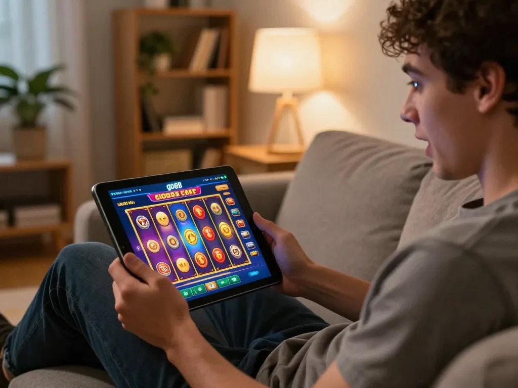 Player enjoying a game on the go88 mobile app showcasing excitement during online gambling.