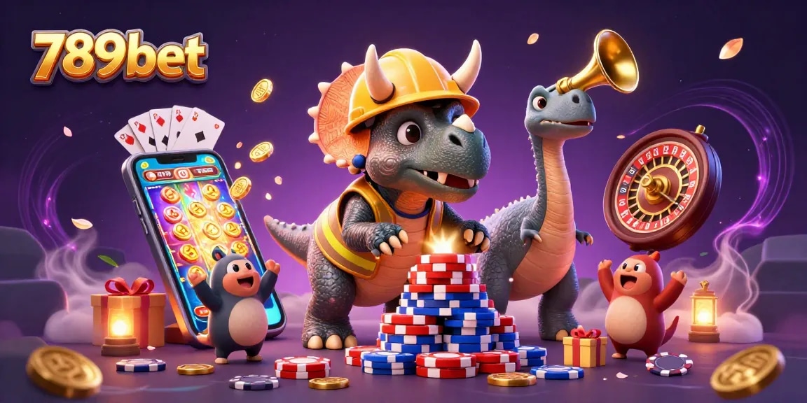 Experience the thrill of gaming with 789bet as playful characters celebrate a vibrant casino atmosphere.