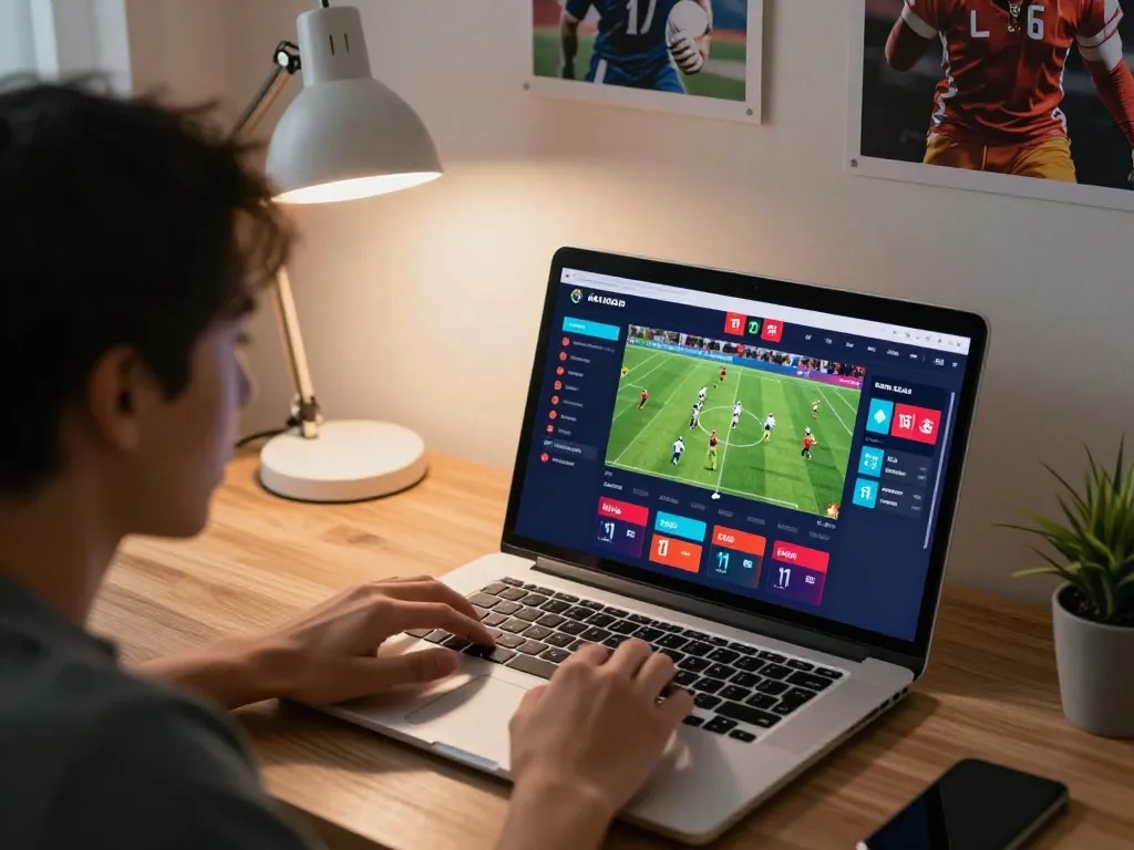 Engaged user placing bets on online sports betting platform, understanding tỷ lệ cá cược for better strategies.