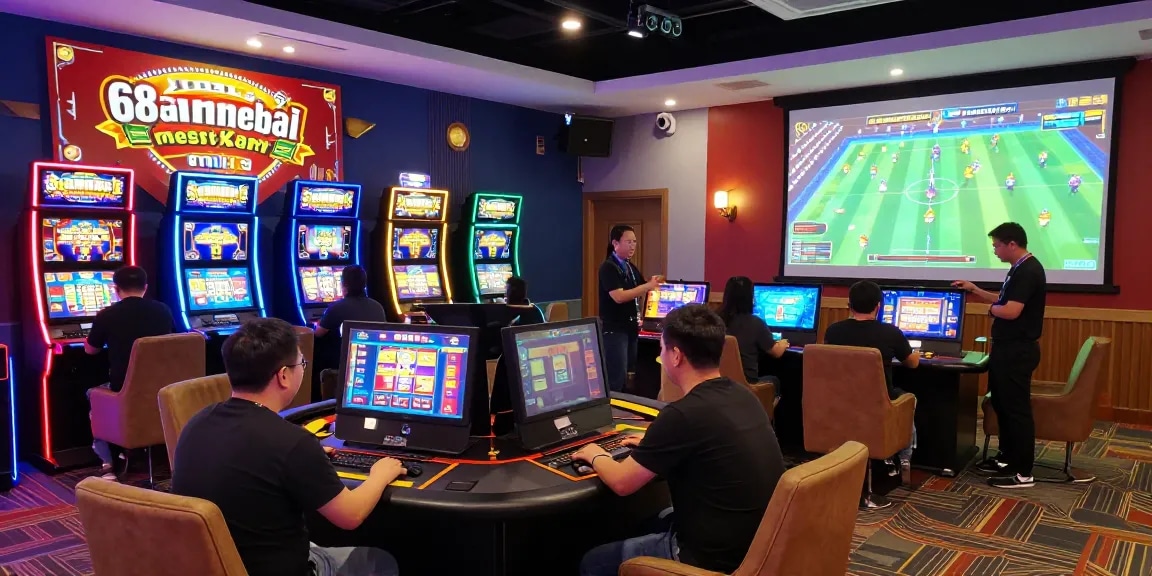 Players enjoying thrilling online games at 68gamebai's vibrant virtual casino atmosphere.