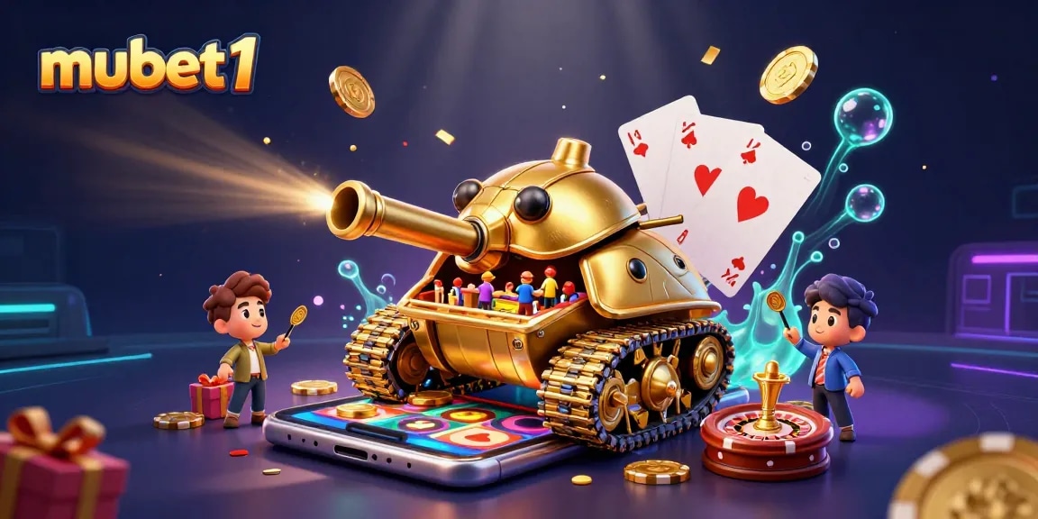 Experience winning gameplay with mubet1 in this vibrant 3D casino-themed illustration.