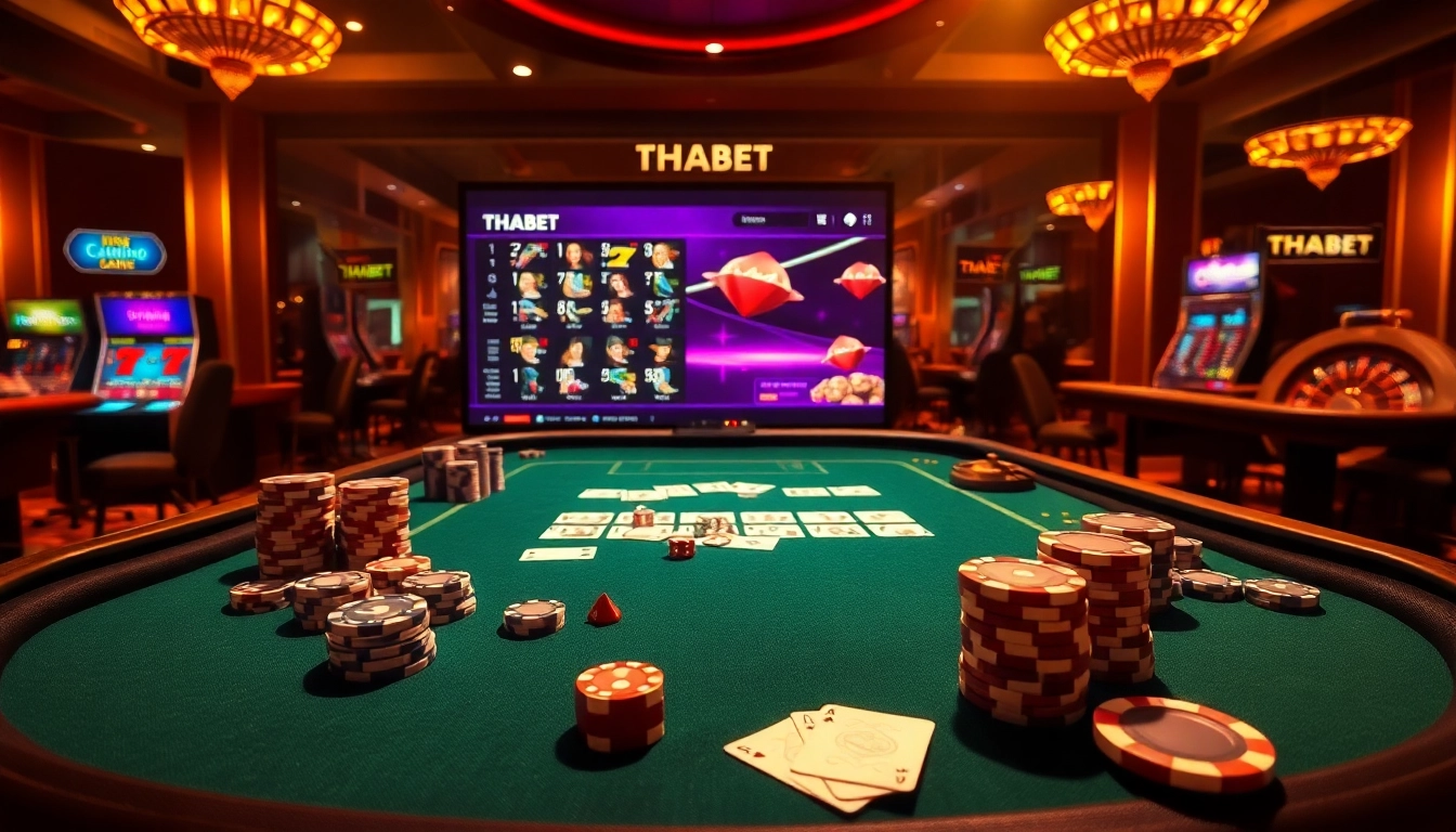 Players engaging at a THABET casino table, highlighting exciting gambling action.