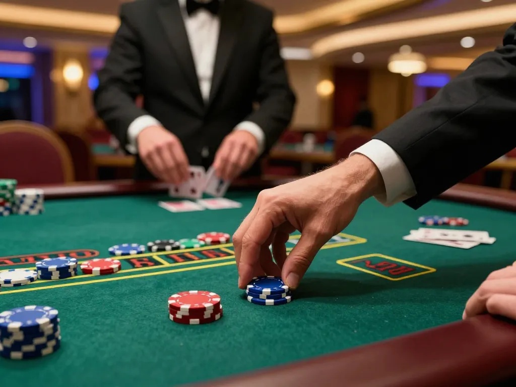 Casino MB66 player placing bets in intense blackjack game, showcasing action and excitement