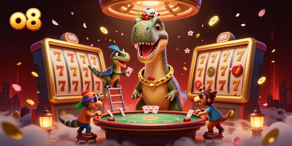 Experience the exciting world of o8 with a vibrant 3D illustration showcasing dynamic casino elements.
