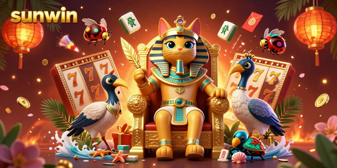 Experience thrilling wins at sunwin with a 3D fantasy casino scene showcasing vibrant symbols and lively characters.