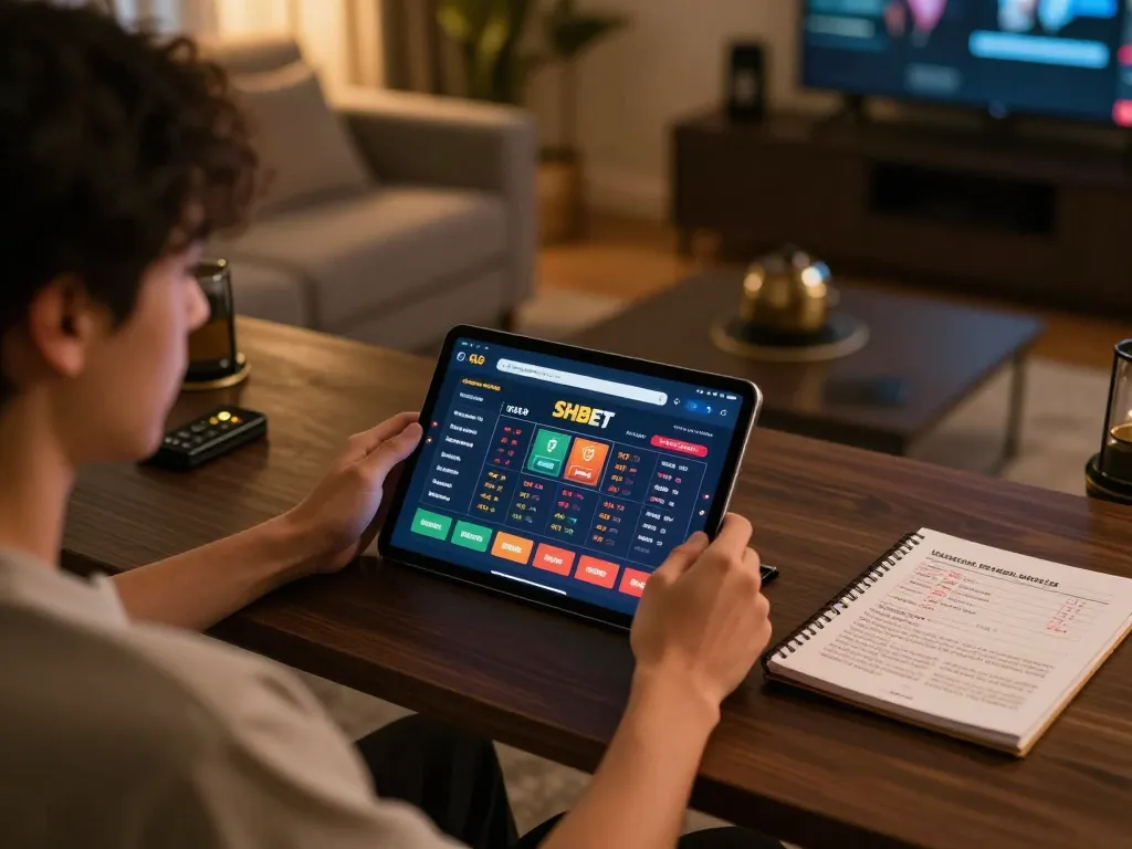 Engaging online gaming scene featuring SHBET casino interface with a player strategizing bets