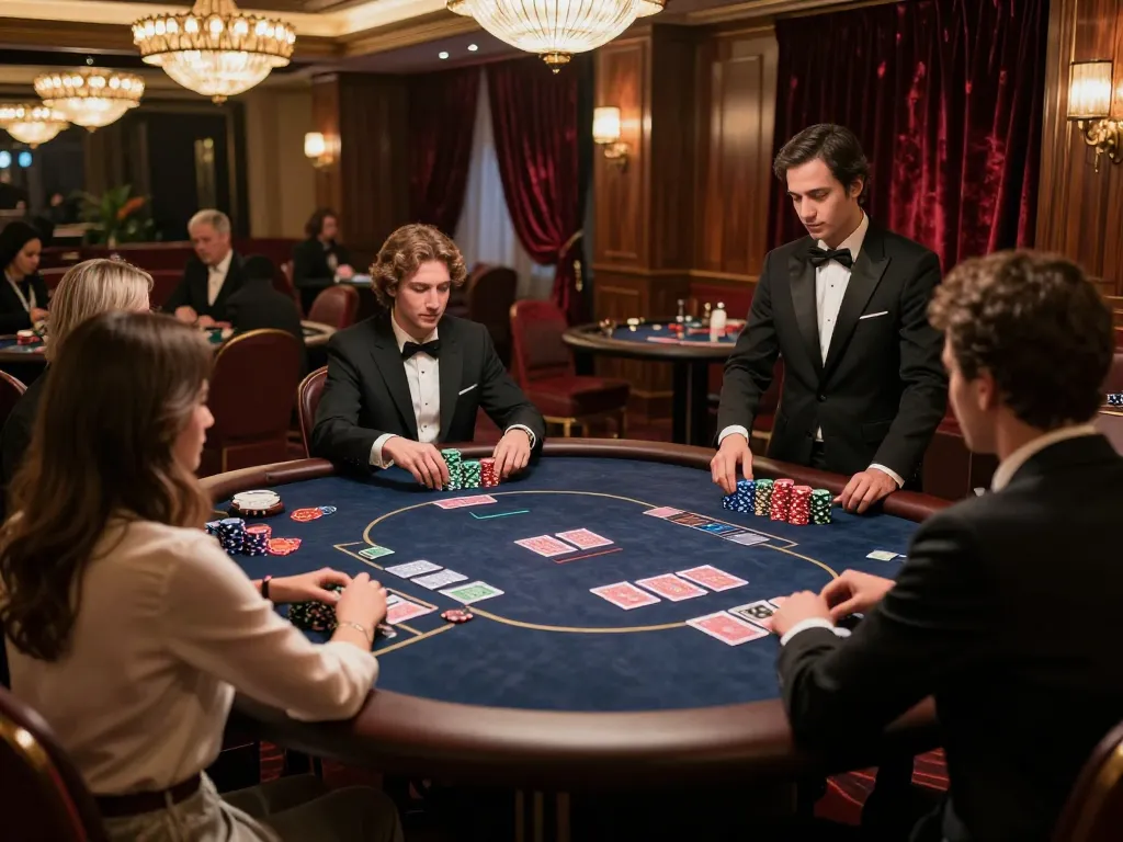 Players engaging in high-stakes poker at Vipwin casino's exclusive VIP area