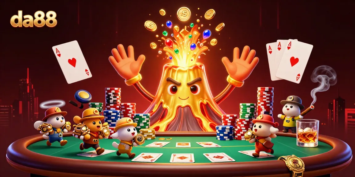 Engage in thrilling gameplay at da88 with a vibrant volcano erupting treasures!
