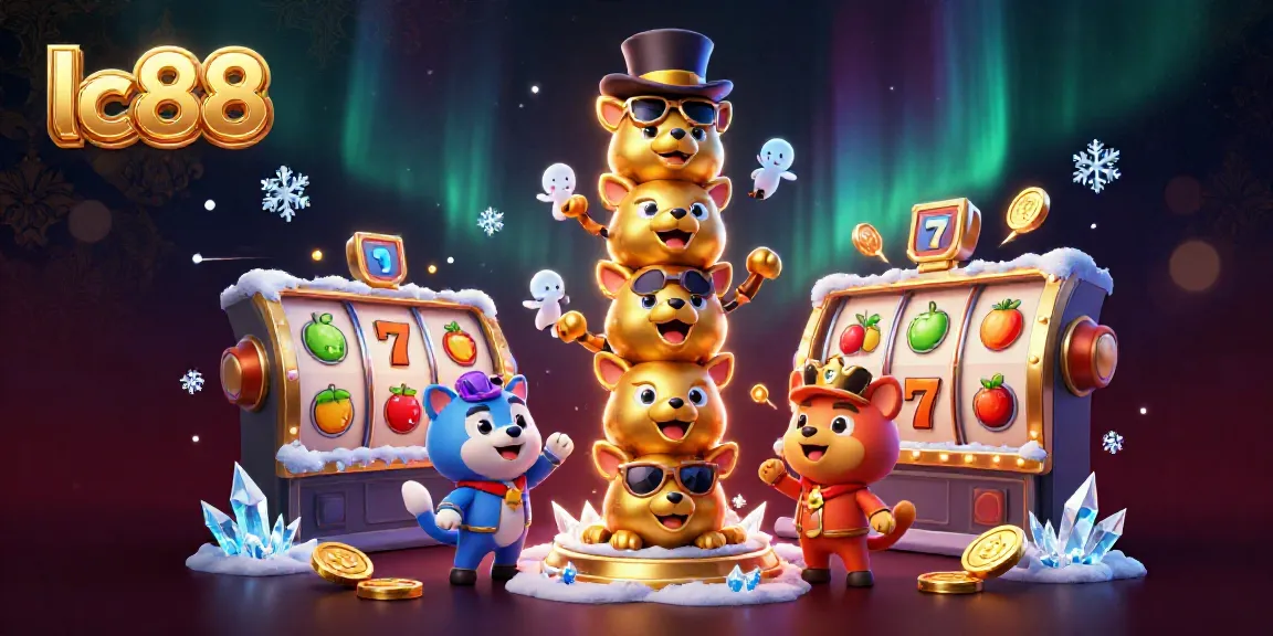 Experience winning excitement at lc88 with vibrant slot reels and a flashy golden totem.