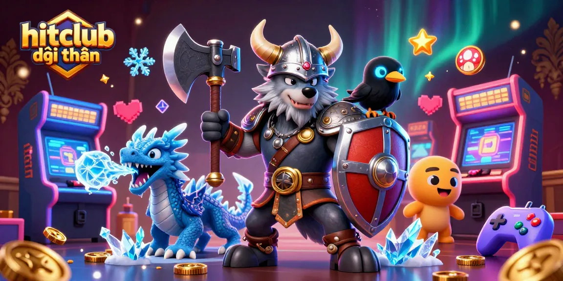 Experience hitclub đổi thưởng in an action-packed 3D scene featuring wolf warriors and frozen dragons.