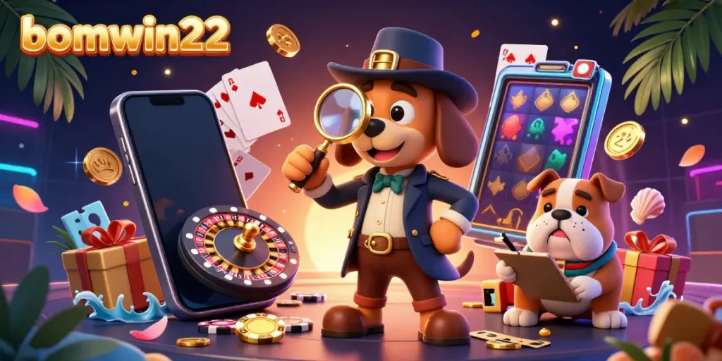 Engage in thrilling gameplay with bomwin22's vibrant slots and clever detective duo unraveling the betting mystery.