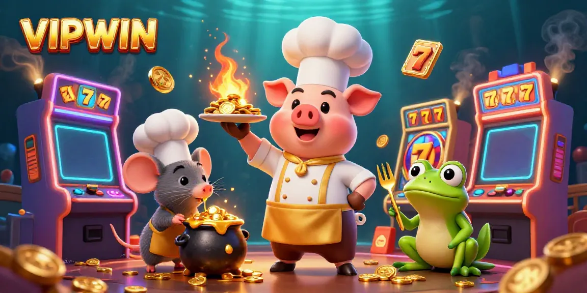 Experience thrilling gameplay at VIPWIN with gold coins and arcade fun in this vibrant scene.