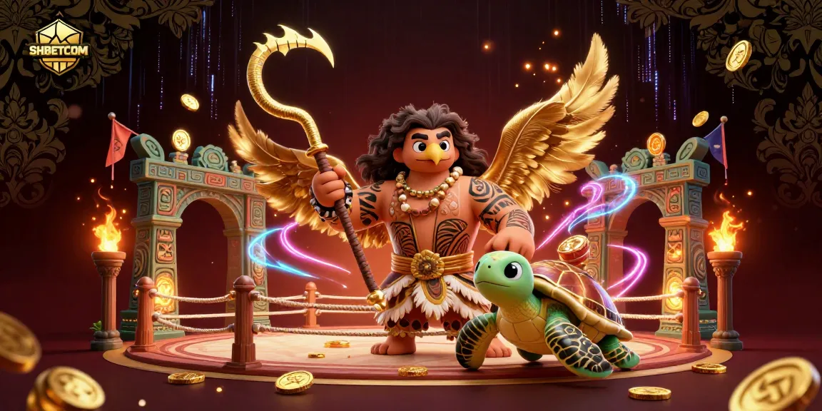 Engage with SHBETCOM in an ultra-detailed 3D casino illustration, featuring captivating hawk and turtle characters.