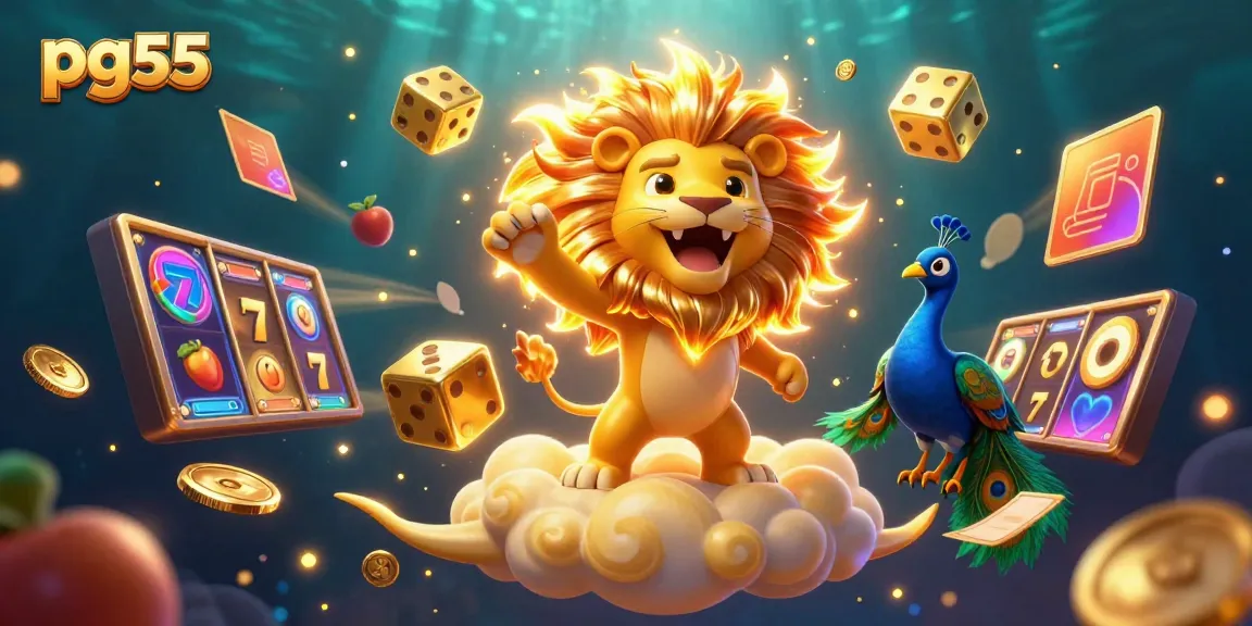 Engage with pg55's thrilling jackpot experience through a vibrant 3D illustration