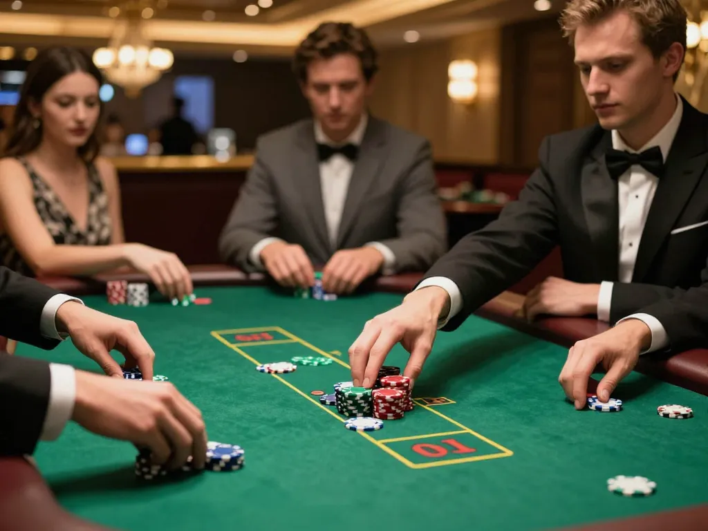 Players engaging in strategic betting at a live poker table, highlighting 789bethv's vibrant casino atmosphere.
