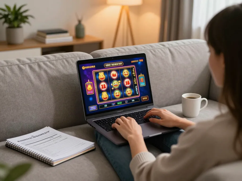 Engaging in online casino gaming on F168 COM while enjoying a cozy home atmosphere
