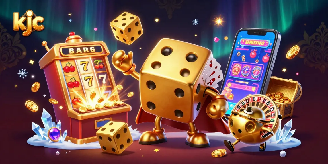 KJC players enjoying exhilarating spins on a vibrant slot machine and dice game.