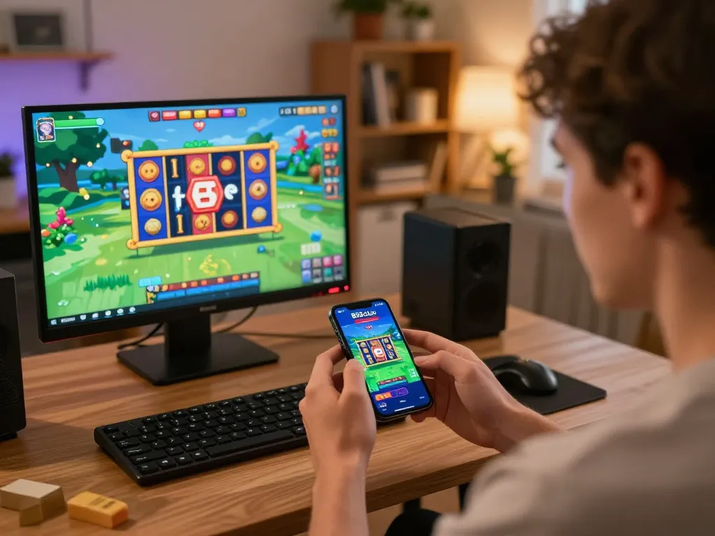 B52club gaming experience on smartphone, displaying active gambling action in a cozy environment.