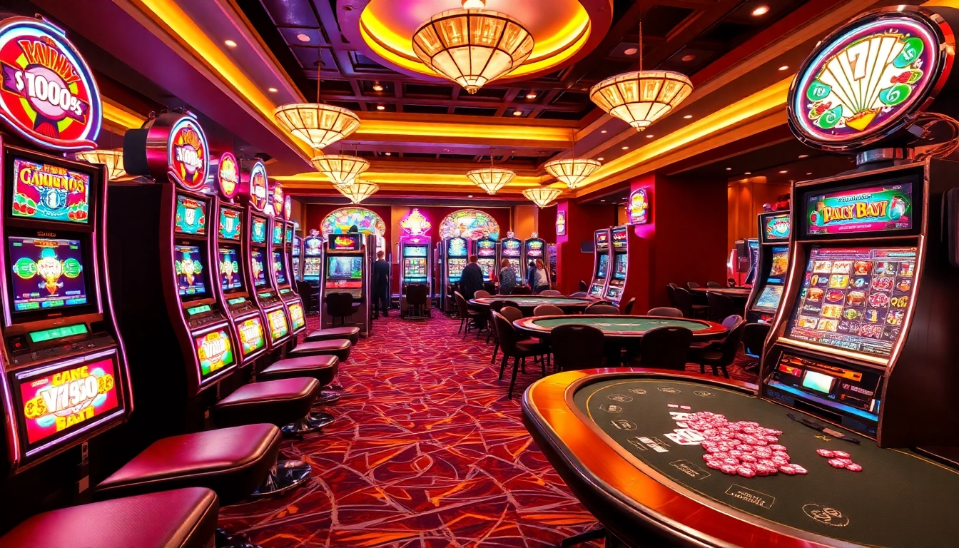 Spannende casinospiele in einem luxuriösen Casino mit Spielern am Tisch.