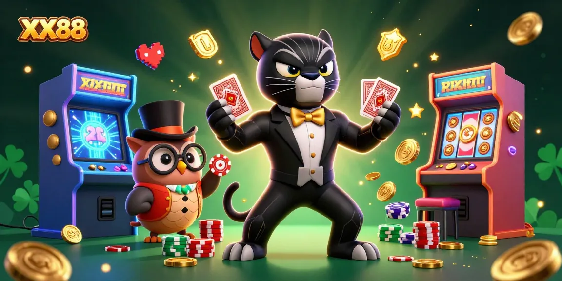 Engage in thrilling card games at XX88 with stylish characters and an exciting casino atmosphere.