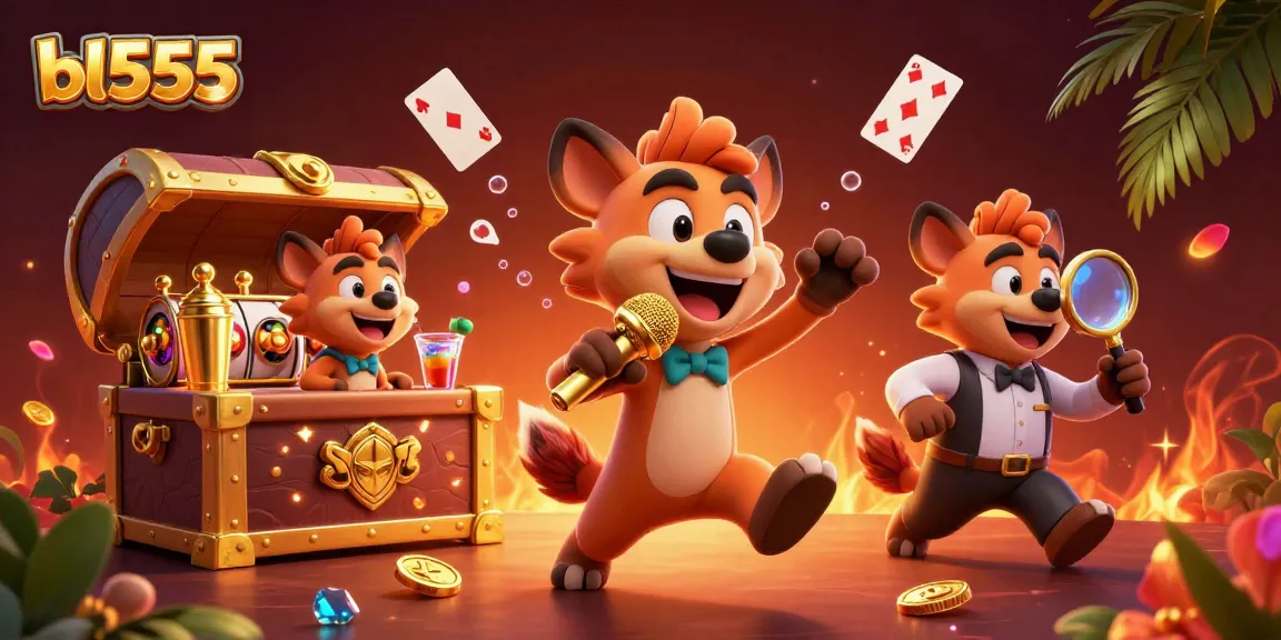 Engage in thrilling gaming adventure at bl555 with lively hyenas in a comedic casino ambiance.