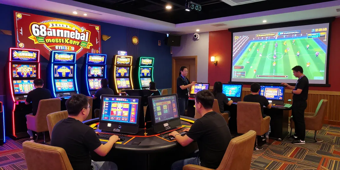 Players enjoying thrilling online games at 68gamebai's vibrant virtual casino atmosphere.