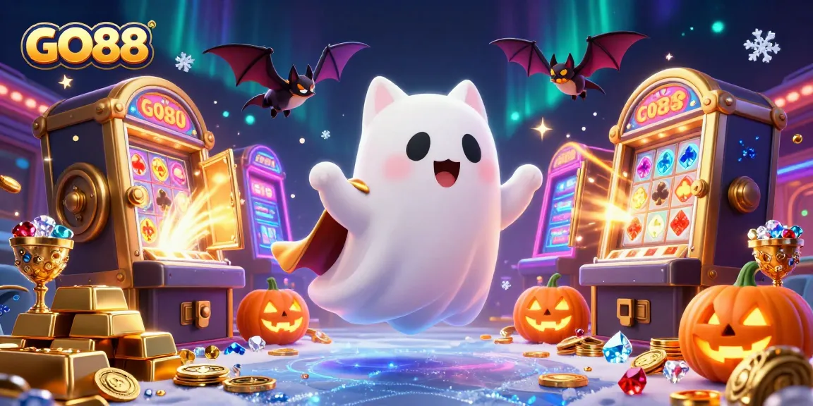 Engage in thrilling gaming at GO88, where a friendly ghost cat brings fortune in the casino atmosphere.