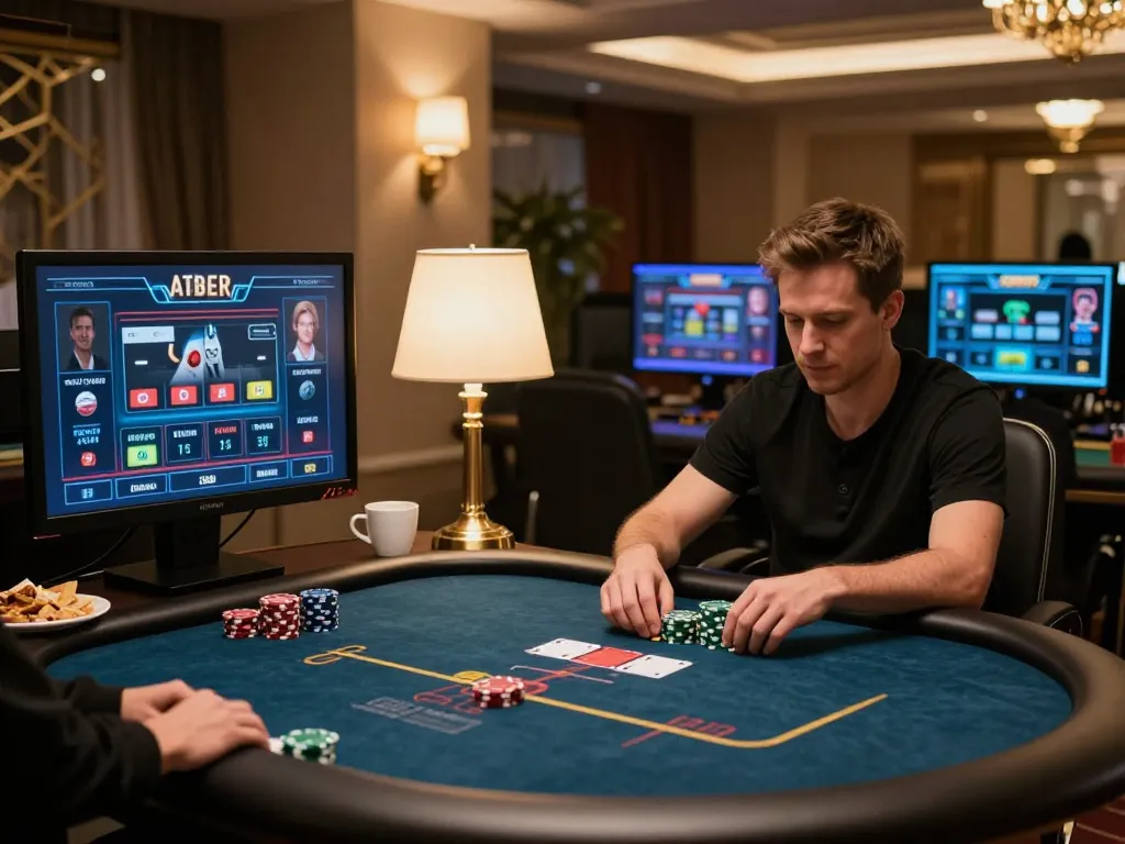 Experience sun win online poker with a professional gamer engaged in strategy and gameplay.
