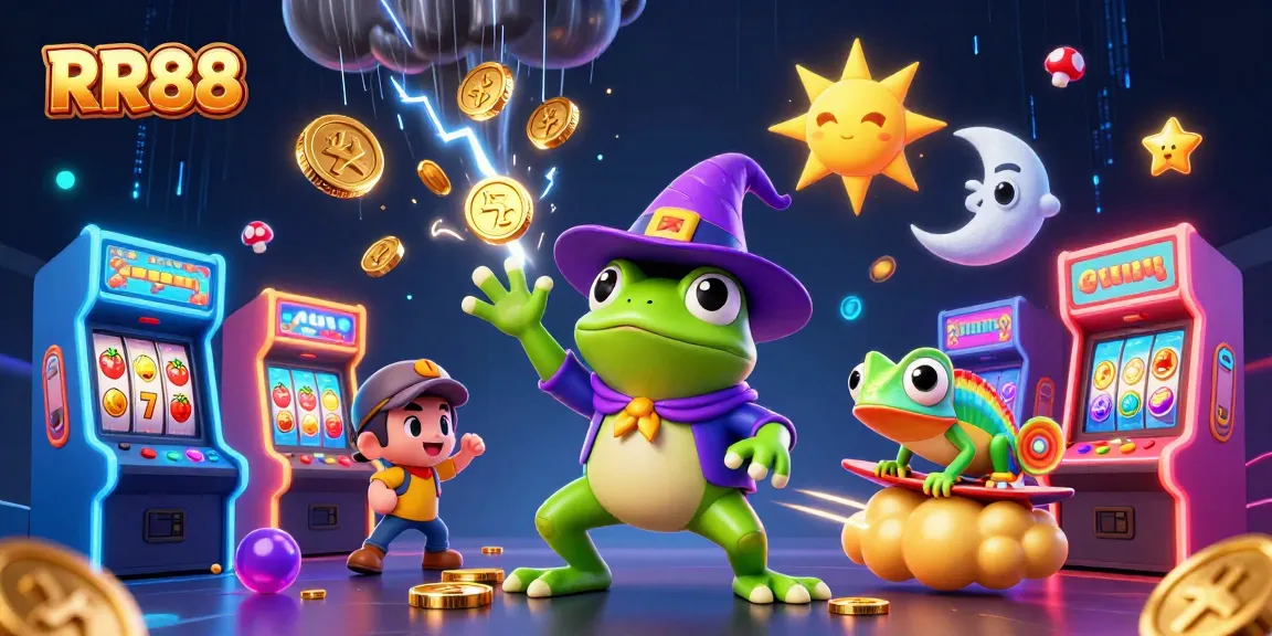 Experience RR88's captivating casino adventure with golden coins and vibrant characters.