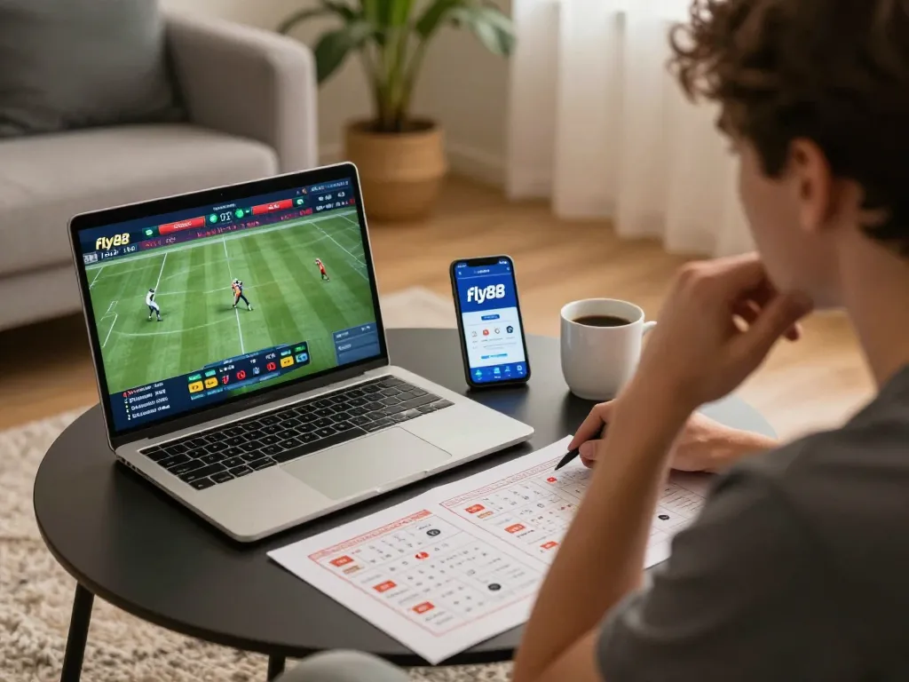 Engaging sports betting experience with Fly88 app on mobile, showcasing strategic gameplay.