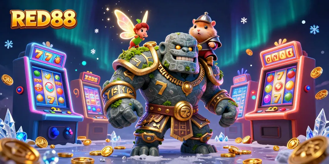 Spin the lively slots with RED88 as a golem, fairy, and hamster knight create magic!