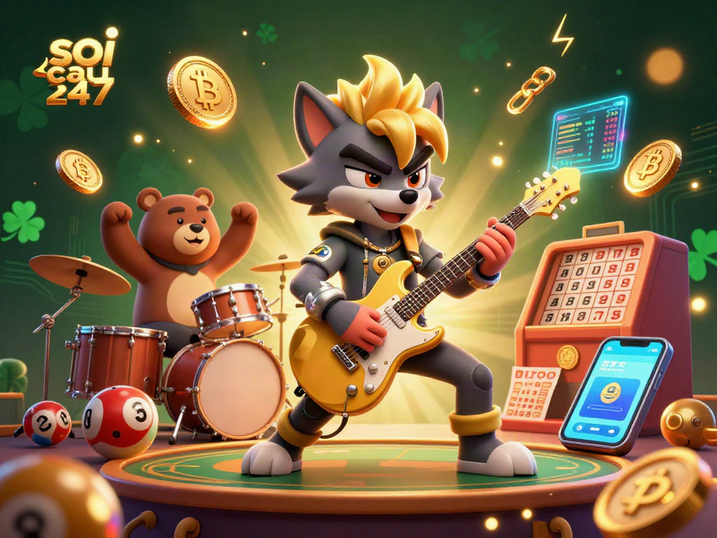 Soi cau 247 brings together lottery excitement in a vibrant casino scene with 3D animated characters.