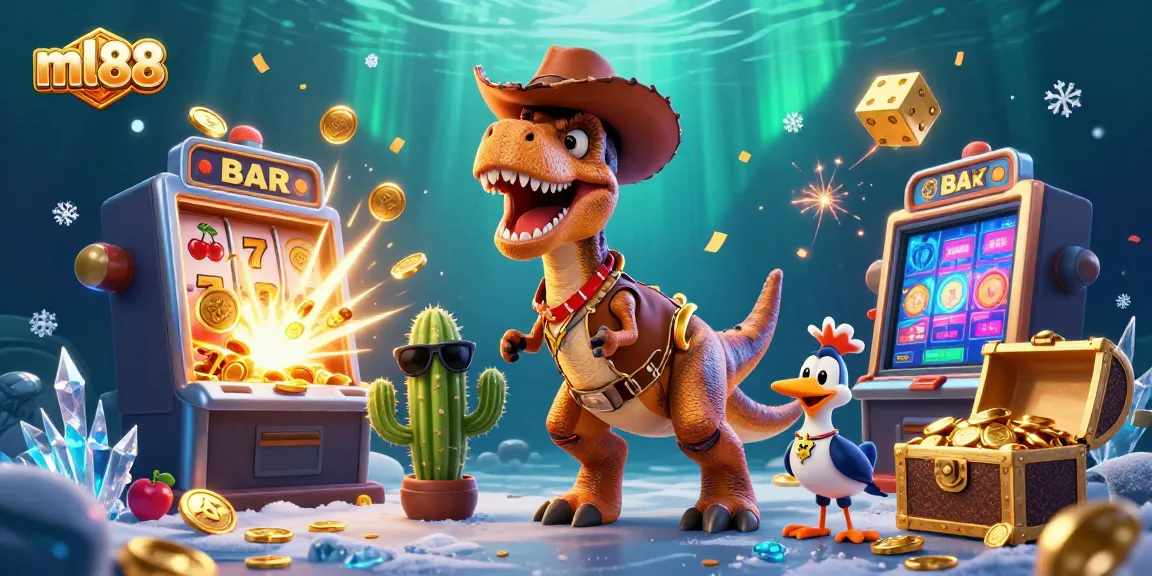 Spin the reels with ml88 and win big in this action-packed casino scene featuring dynamic characters.