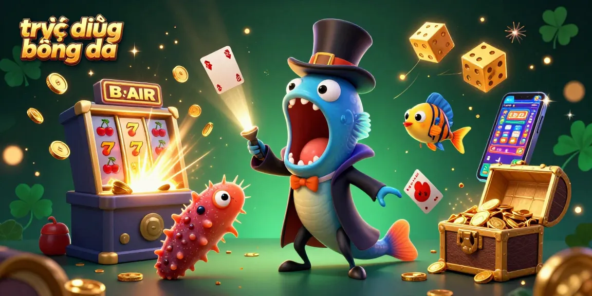 Experience trực tiếp bóng đá with exciting action from a dynamic 3D illustration filled with gambling elements.