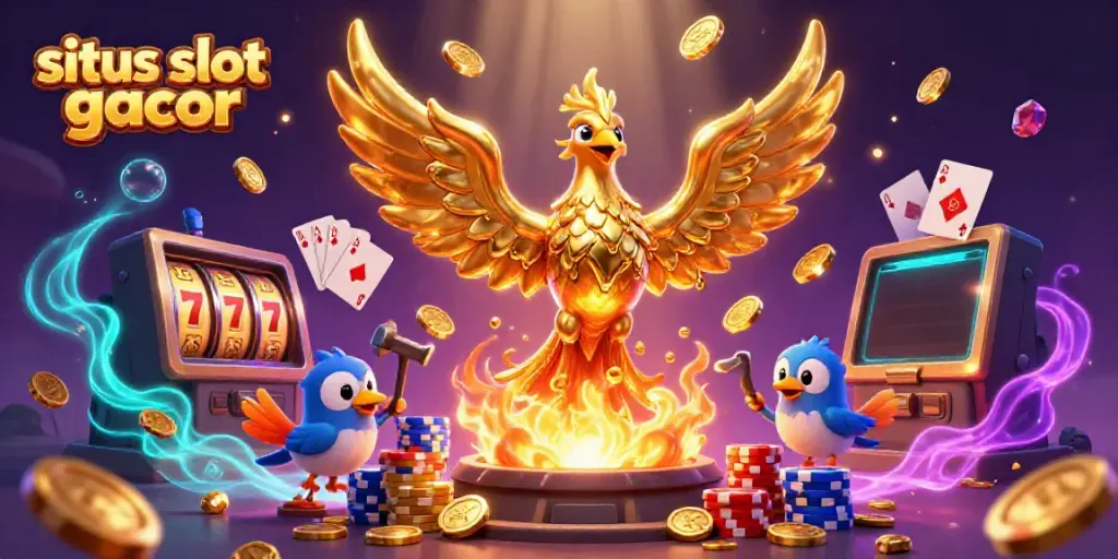 Experience thrilling slot entertainment with situs slot gacor, featuring dynamic, gold-inspired characters.