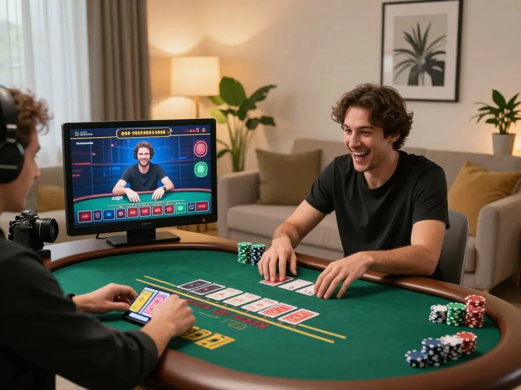 Player enjoying an mb66 online blackjack session at home, showcasing interactive gameplay and engagement.