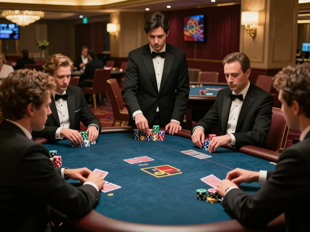 Experience the excitement of poker at LODE 88 with engaged players and professional dealers in a luxurious setting.