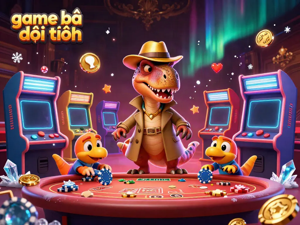 Experience gaming exhilaration with game bài đổi thưởng, featuring a clever velociraptor card counter at a blackjack table.