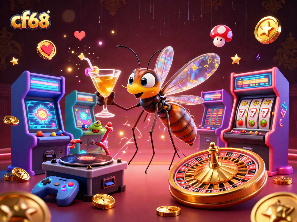 Experience the thrill of cf68 with a vibrant casino-themed 3D scene showcasing unique characters.