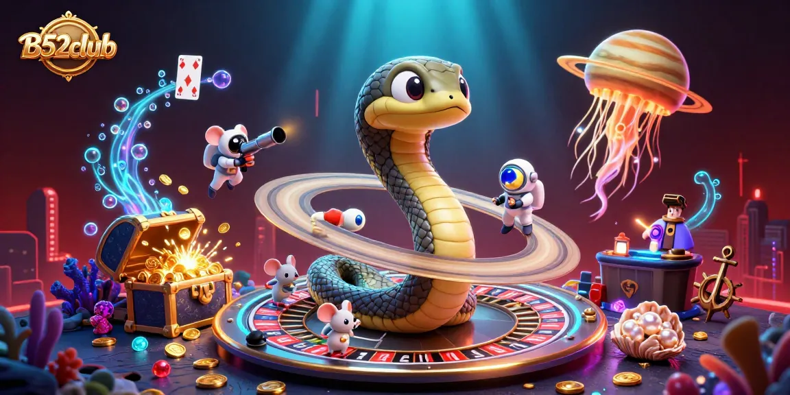Experience thrilling gameplay at B52club with a vibrant cosmic casino illustration.