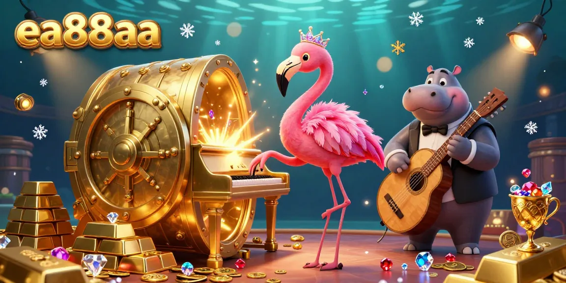 Experience vibrant casino atmosphere with ea88aa characters amidst a treasure-filled scene.