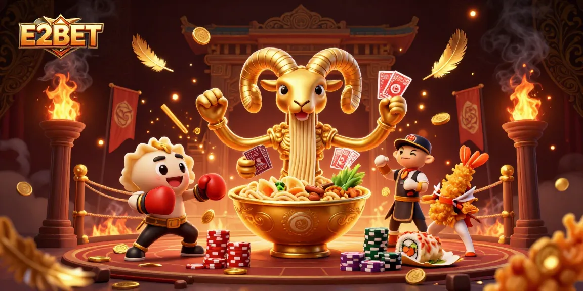E2BET's exciting 3D casino scene includes dynamic characters and vibrant gambling elements.