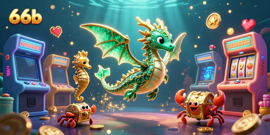 Experience the exciting gaming world of 66b with emerald sea dragons and vibrant casino elements.