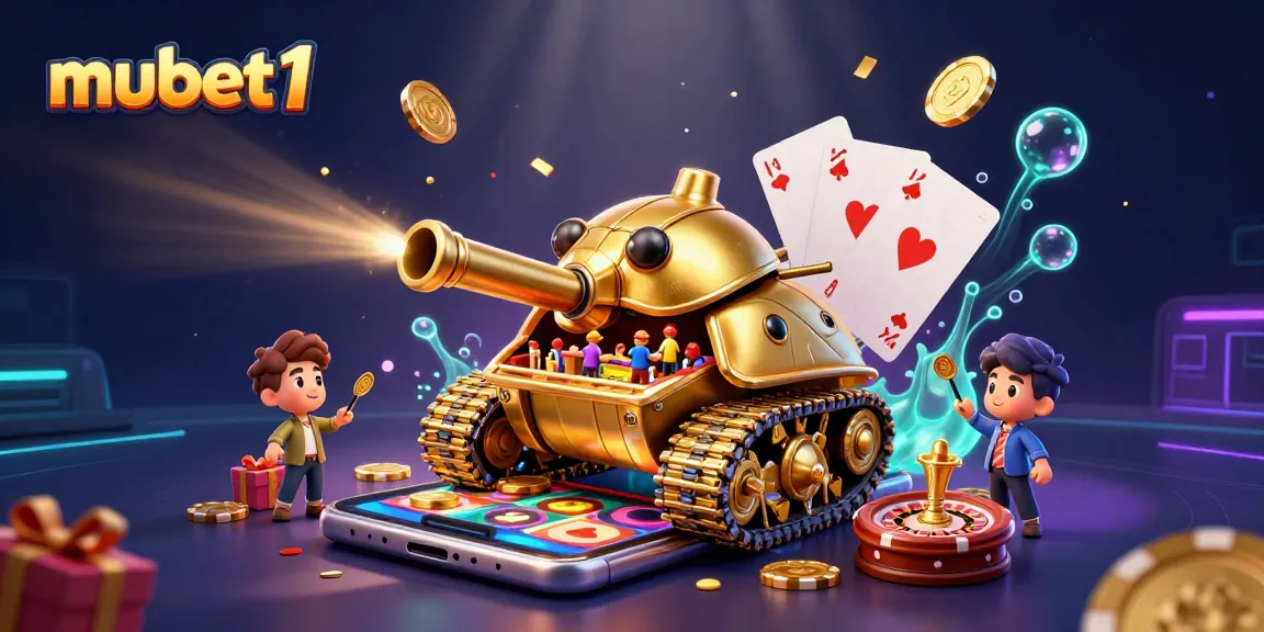 Experience winning gameplay with mubet1 in this vibrant 3D casino-themed illustration.
