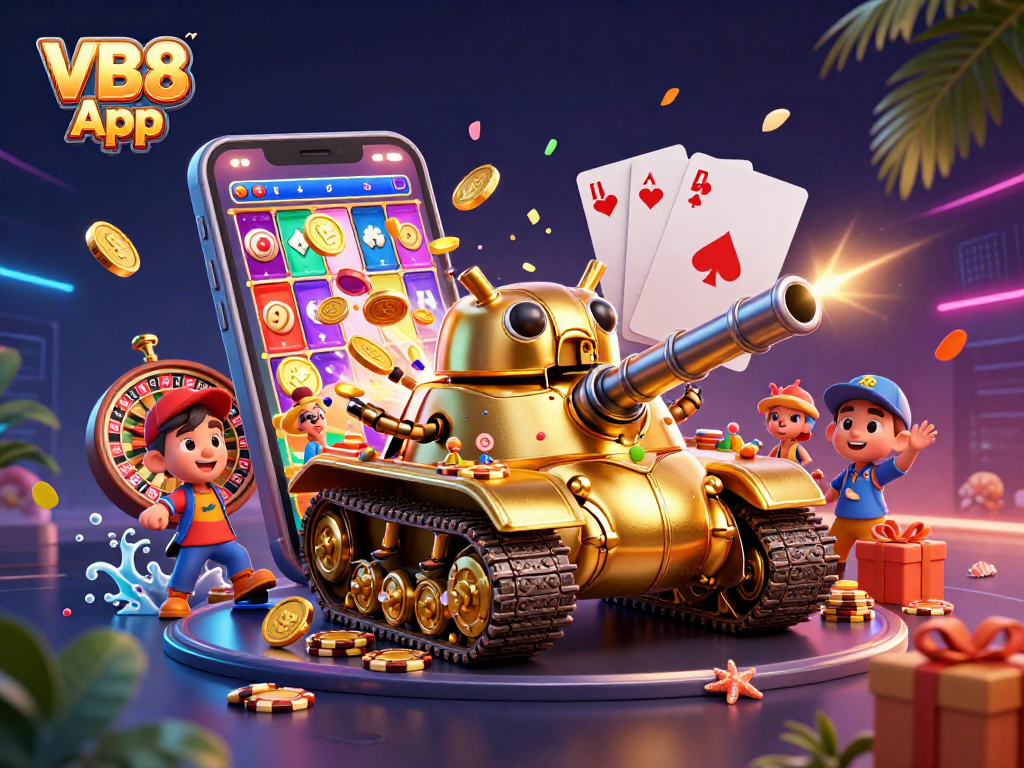 Experience the excitement of the VB8 App with slots and casino fun in vibrant 3D.