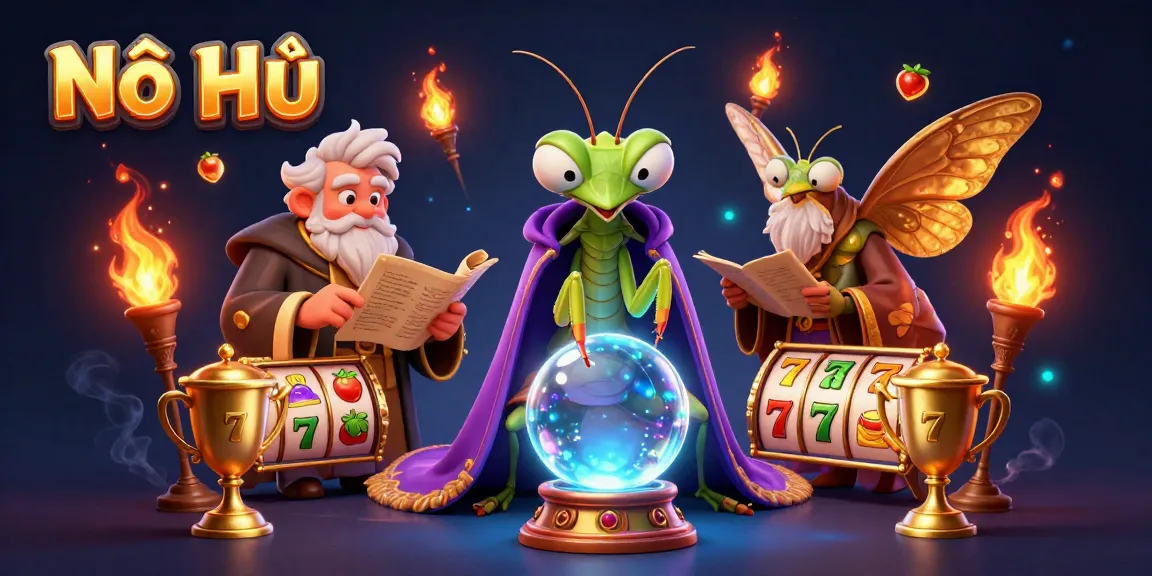 Nổ Hũ gaming scene with a fortune teller and magical elements in a vibrant atmosphere.