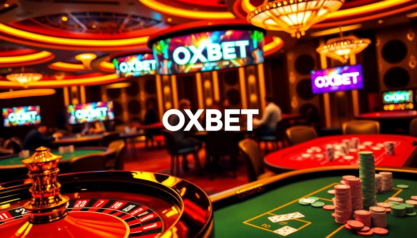 Engage with the thrilling OXBET App in a luxurious casino atmosphere featuring poker and roulette.