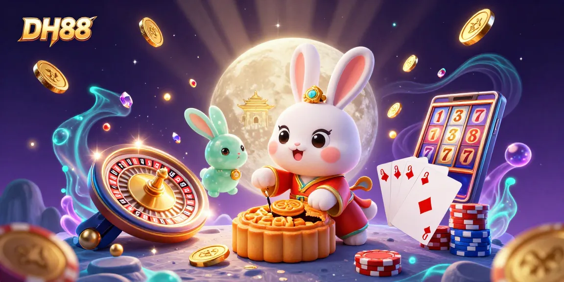 Win big with DH88's exciting gaming experience featuring a moon rabbit and poker elements.
